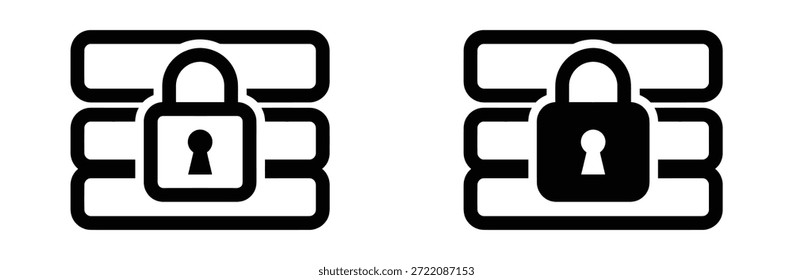 Iconos seguros de almacenamiento y protección de datos para conceptos de ciberseguridad, conjunto de iconos de bloqueo. Candado abierto y cerrado. Icono bloqueado y desbloqueado. Símbolo de seguridad. Ilustración vectorial.