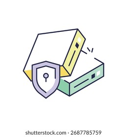 Ícones vetoriais do Armazenamento de dados seguro ilustração de stock