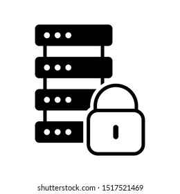 Secure data transaction and server protection padlock and shield icon vector illustration logo