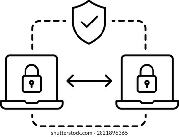 Secure Data Transfer Between Devices Line Icon