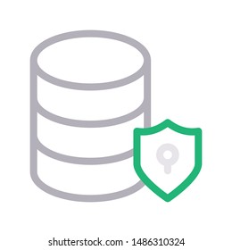 secure database colour line vector icon