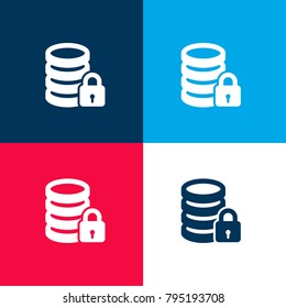 Secure Database four color material and minimal icon logo set in red and blue