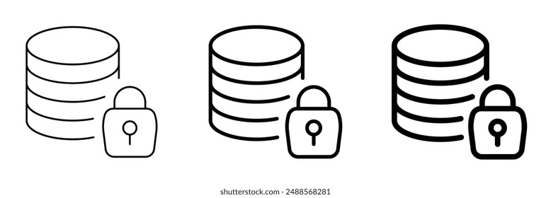 Secure Database Lock Icon, Padlock Data Protection Symbol for Website Security, Server Storage Protection, Password Lock, Information Privacy, Access Control, File Encryption