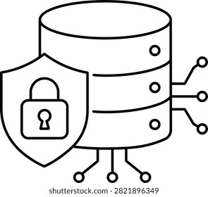 Secure Database Protection Line Icon