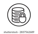 Secure database server stack protected by padlock icon vector with database secu