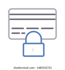 secure debit card colour line vector icon