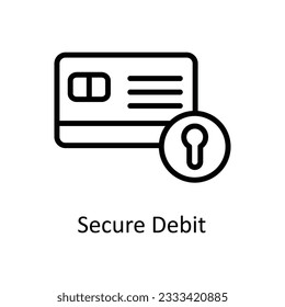 Secure Debit Vector  outline Icon Design illustration. Cyber security  Symbol on White background EPS 10 File