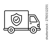 Secure delivery truck icon with shield and checkmark for safe shipping delivery shipping transport logistics