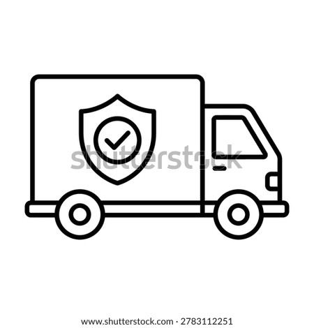 Secure delivery truck icon with shield and checkmark for safe shipping delivery shipping transport logistics