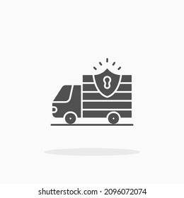 Secure delivery truck icon. Solid or glyph style. Vector illustration. Enjoy this icon for your project