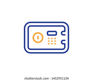 Secure deposit sign. Safe box line icon. Hotel service symbol. Colorful outline concept. Blue and orange thin line safe box icon. Vector