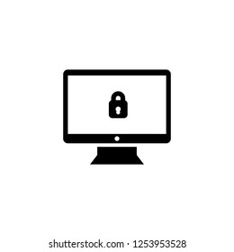 Secure desktop monitor file vector icon