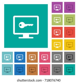 Secure desktop multi colored flat icons on plain square backgrounds. Included white and darker icon variations for hover or active effects.