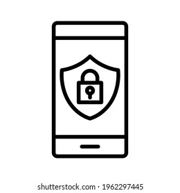 Secure, device, shield, mobile icon vector image. Can also be used for network and data sharing. Suitable for use on web apps, mobile apps and print media.