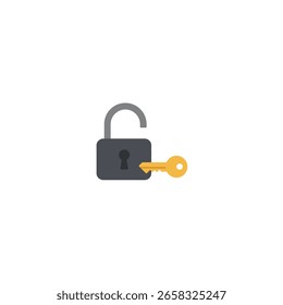 Acesso digital seguro desbloqueado por uma chave dourada e cadeado aberto, representando soluções de privacidade de dados.