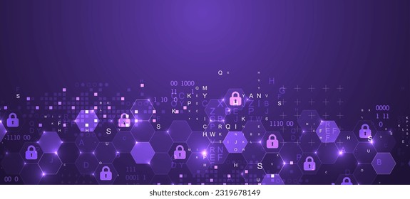 Secure digital background. Virtual confidential, programming protection. Vector