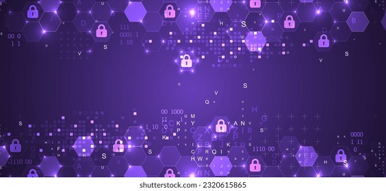 Secure digital background. Virtual confidential, programming protection. Vector