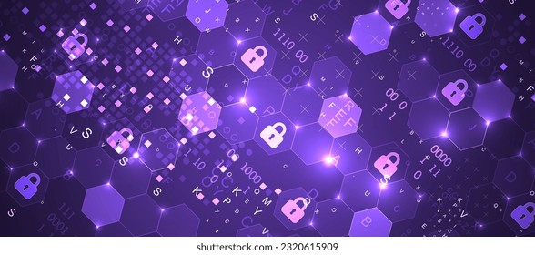 Secure digital background. Virtual confidential, programming protection. Vector
