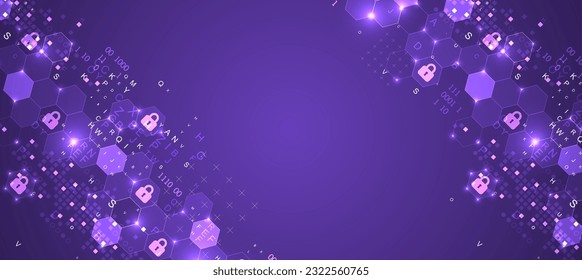Fondo digital seguro. Confidencial virtual, protección de programación. Vector
