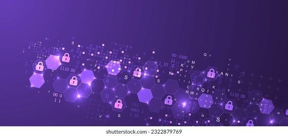 Sicherer digitaler Hintergrund. Virtueller, vertraulicher Programmierschutz. Vektorgrafik