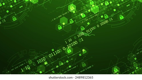 Fondo digital seguro. Virtual confidencial, protección de programación. Vector dibujado a mano.