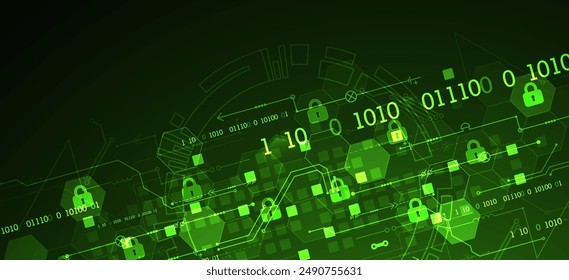 Fondo digital seguro. Virtual confidencial, protección de programación. Vector dibujado a mano.