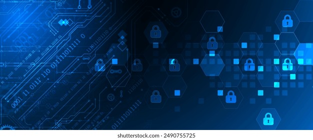 Fondo digital seguro. Virtual confidencial, protección de programación. Vector dibujado a mano.