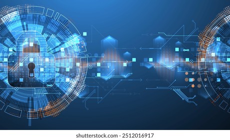 Sicherer digitaler Hintergrund. Vertraulich, Programmierschutz. Handgezeichneter Vektor.