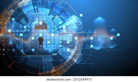 Secure digital background. Virtual confidential, programming protection. Hand drawn vector.