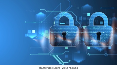 Sicherer digitaler Hintergrund. Vertraulich, Programmierschutz. Handgezeichneter Vektor.