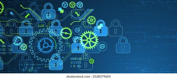 Secure digital background. Virtual confidential, programming protection. Hand drawn vector.