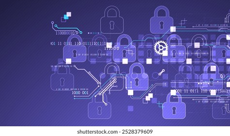 Fondo digital seguro. Virtual confidencial, protección de programación. Vector dibujado a mano.