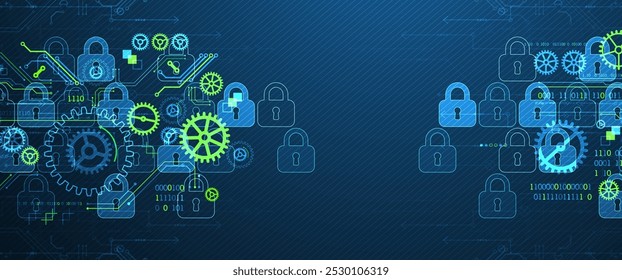 Fondo digital seguro. Virtual confidencial, protección de programación. Vector dibujado a mano.