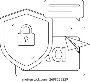 Comunicação digital segura protegida por medidas avançadas de segurança cibernética com criptografia de dados e mensagens privadas para oferecer segurança on-line máxima