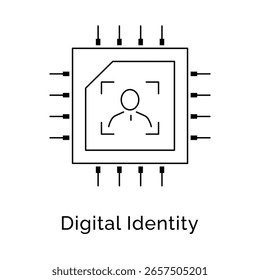 Symbol für sichere digitale Identität - Benutzerauthentifizierung, Gesichtsentsperrung, verschlüsselter Zugriff, biometrische Schnittstelle, verifizierter Benutzer