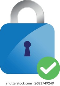 Candado digital seguro con una marca verde que indica protección y seguridad