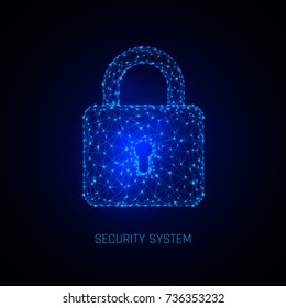 Secure digital space. Programming protection, padlock security system. Vector illustration