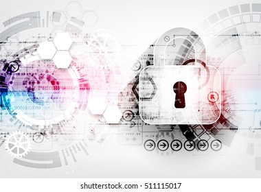 Secure digital space. Virtual confidential, structure point connection, programming protection, padlock scheme system, vector illustration