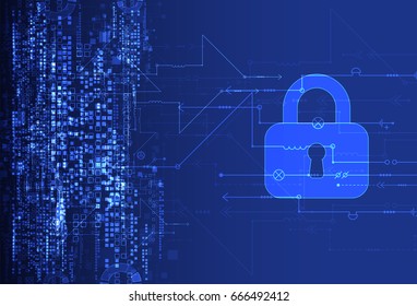 Secure digital space. Virtual confidential, structure point connection, programming protection, padlock scheme system, vector illustration