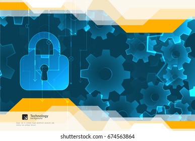 Secure digital space. Virtual confidential, structure point connection, programming protection, padlock scheme system, vector illustration
