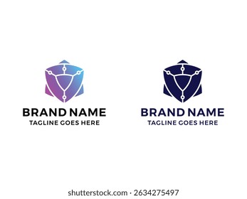 Logotipo seguro de la protección de la tecnología digital, Vector, aislado en fondo transparente
