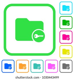 Secure directory vivid colored flat icons in curved borders on white background