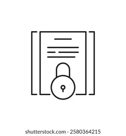 secure document for business like doc icon. graphic design element for web or internet banner in simple linear style. smart protected contract pictogram or general personal data protection regulation