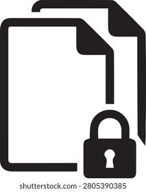 Secure document file lock protection private data icon