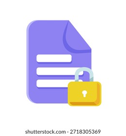 Sicherer Schutz von Dokumentdateien mit Sperrsymbol, ideal für Themen in den Bereichen Cybersicherheit, Datenschutz, Cloud-Speicherung, vertrauliche Berichte und digitales Datenmanagement