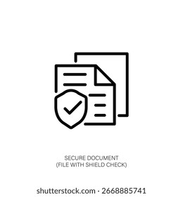 Secure Document File with Shield Check Icon