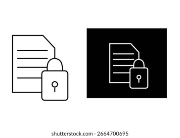 Ícone de documento seguro definido em estilo claro e escuro	