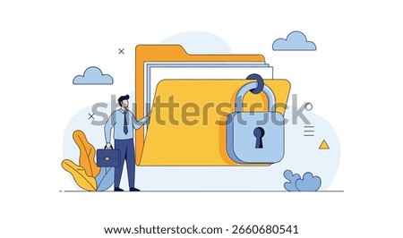 Secure document management system protecting confidential information with digital lock and professional expert guidance