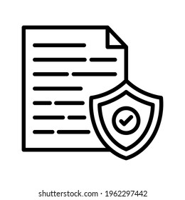 Secure, document, shield icon vector image. Can also be used for network and data sharing. Suitable for use on web apps, mobile apps and print media.