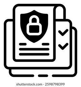 Secure Document: A stylized vector graphic of secure documents, symbolizing data protection, privacy, and confidentiality, designed for a clean, modern aesthetic. Security protocol icon